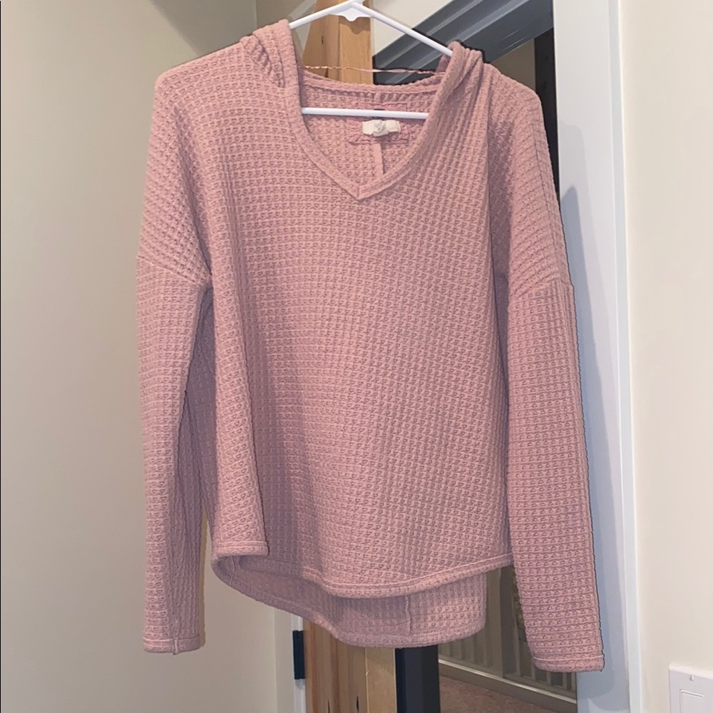 Pink Waffle Knit Hoodie - Cupio